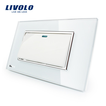 Manufacturer Livolo Luxury White Crystal Glass Panel Push button 1 Gang 2 Way switch VL-C3K1S-81